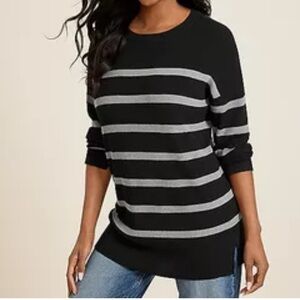 Maurice’s Striped Black and Gray Women's Sweater NET